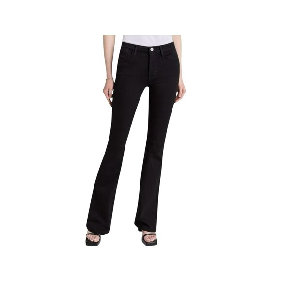 Frame Le High Flare Womens 31 Jeans Black Cotton Blend - Picture 1 of 16
